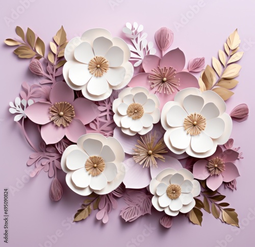a pink and white background with pink and white flowers