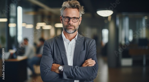 a man with the arms crossed in an office