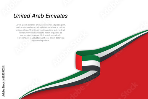 Wave flag of United Arab Emirates with copyspace background