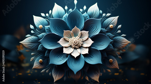 3d Blue Mandala india Pattern Wallpaper photo
