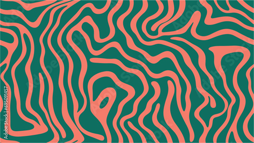 Liquid hippie texture. Futuristic  layout with halftones. Groovy pattern, cover, poster in 60s or 70s style. Abstract background with wavy maze line pattern. Eps 8. Seamless.