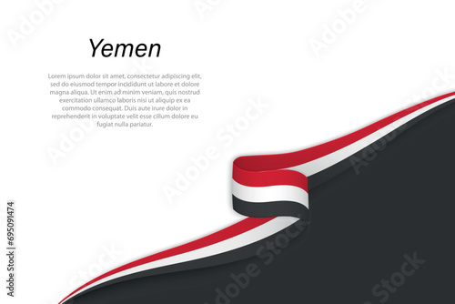 Wave flag of Yemen with copyspace background