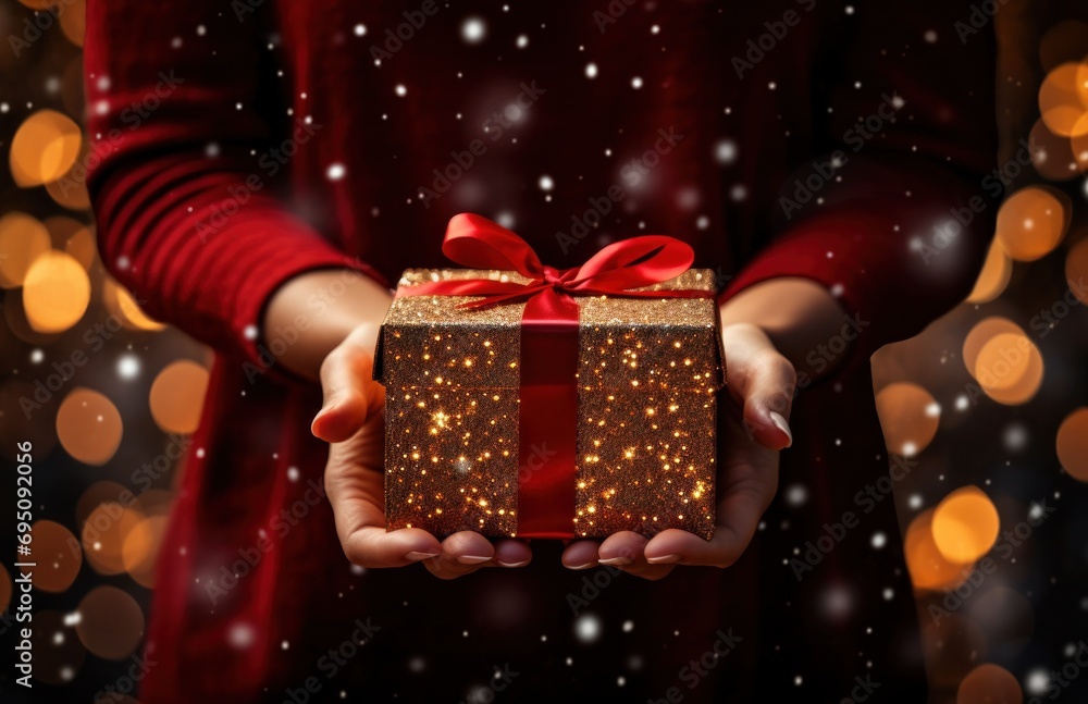 a woman's hand holding a gift box a woman's hand holding a gift box