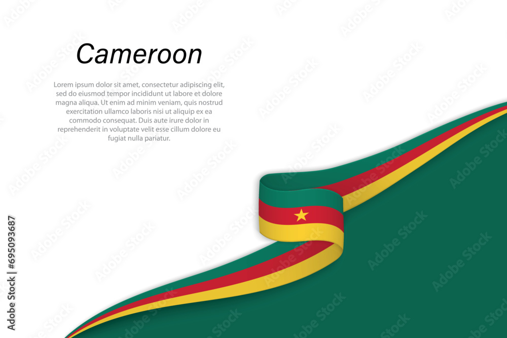 Wave flag of Cameroon with copyspace background Wave flag of Cameroon with copyspace background