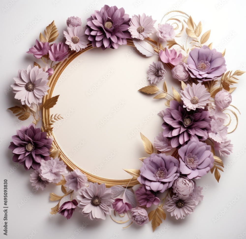 flowers and frame on white surface