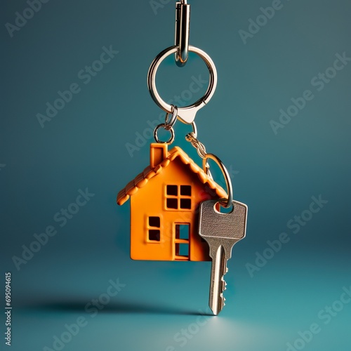 Real state. Keys hanging, keychain of a house, open house, home mortgage, realtor, new apartment, homeowner concept. © Marietimo