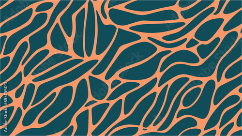 Abstract background with colorful waving lines. The pattern is in the style of the seventies and sixties. Liquid wallpaper and abstract background. Vector background for wallpaper. Seamless.