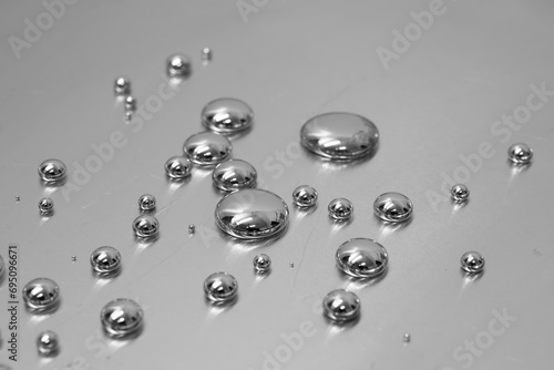 mercury toxic metal, spilled drops of mercury