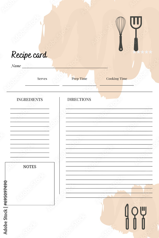 Blank Recipe Book Printable Template custom background with colors ...