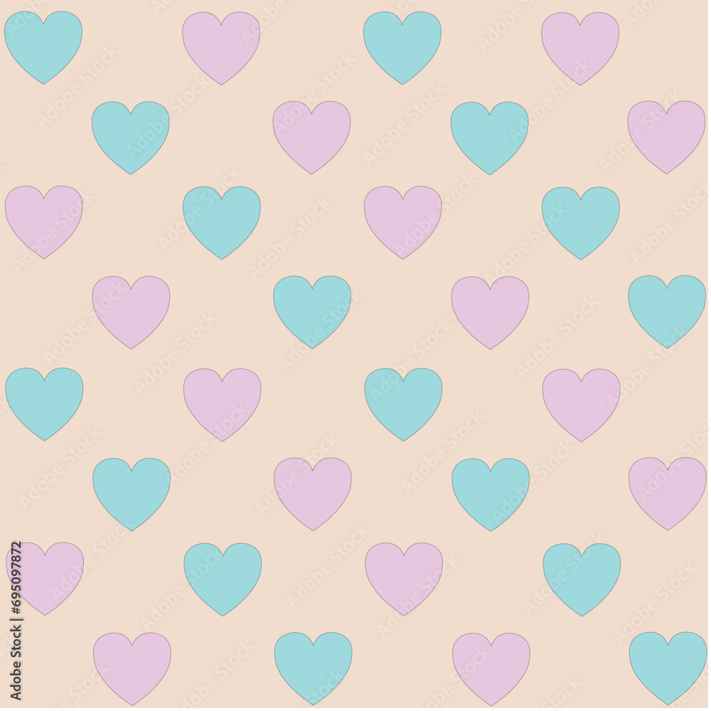 Pattern in soft colors with hearts