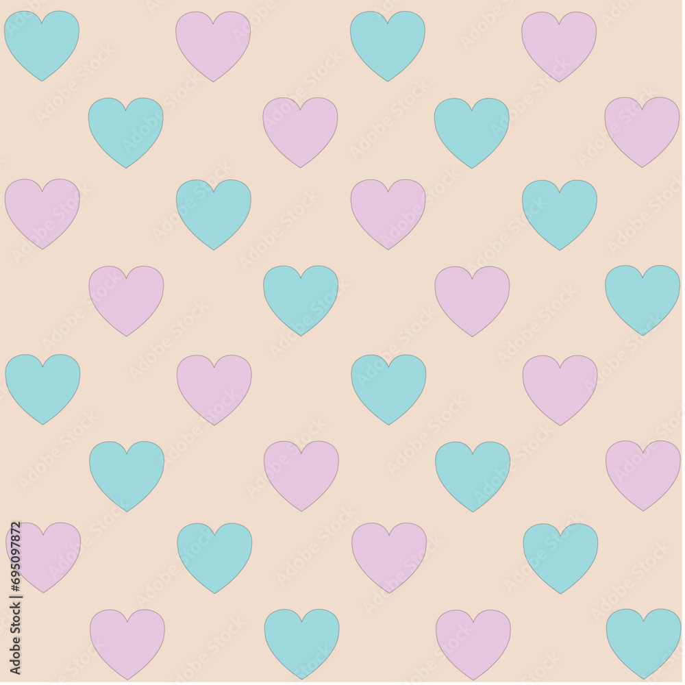Pattern in soft colors with hearts Pattern in soft colors with hearts