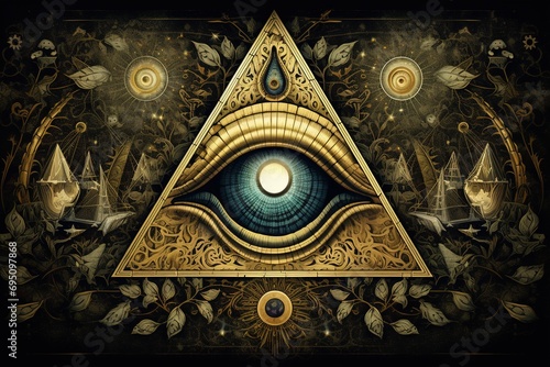 All seeing eye, illuminati and masonic symbol photo