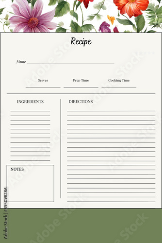 White blank paper blank recipe book printable template v7