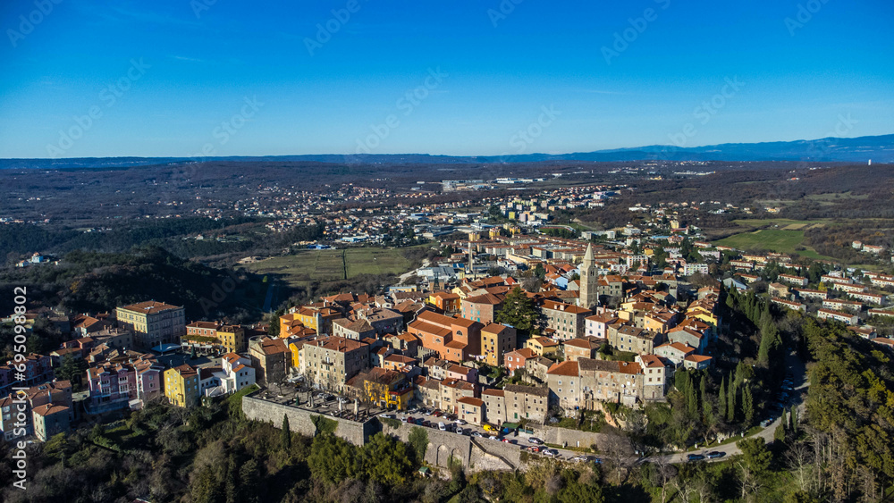 Labin, Istria, aerial view, old city, Croatia