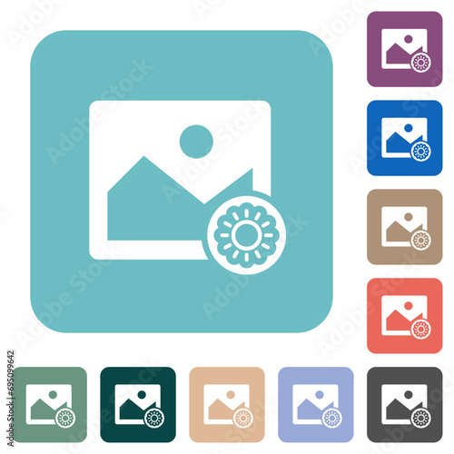 Image brightness rounded square flat icons