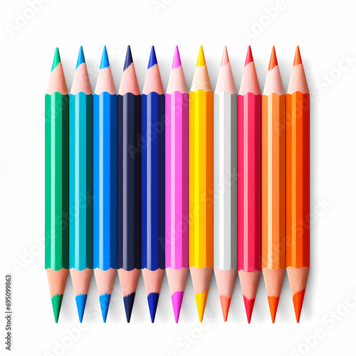 Set of color pencils isolated on white