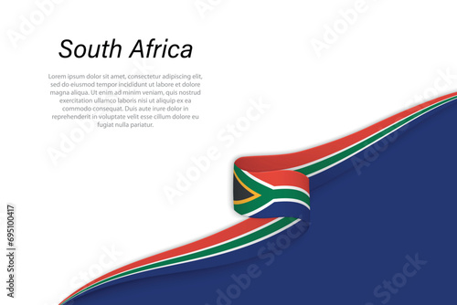 Wave flag of South Africa with copyspace background