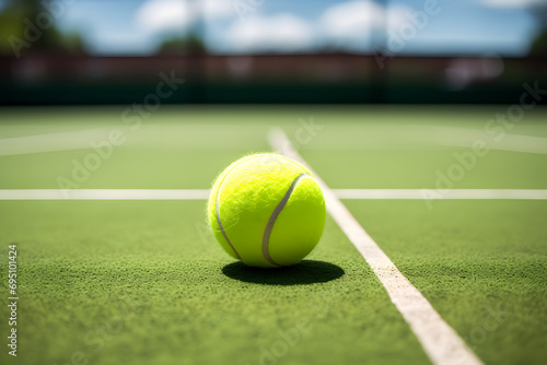 tennis ball laying on tennis field, ball, tennis, tennis ball, sport
