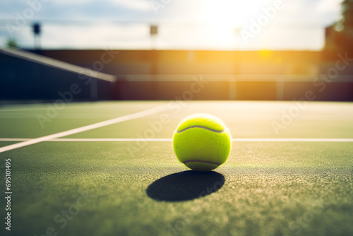 tennis ball laying on tennis field, ball, tennis, tennis ball, sport © MrJeans