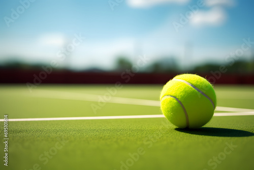 tennis ball laying on tennis field, ball, tennis, tennis ball, sport © MrJeans