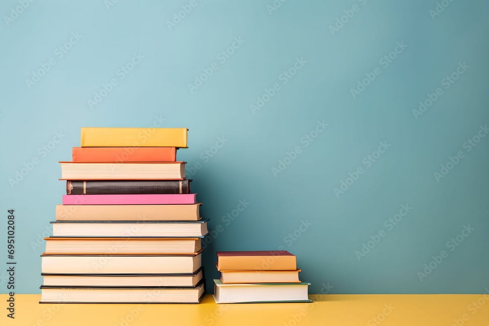 Clean Stack of Books with Text Space, clean background, education