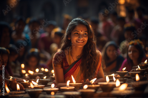 Indian people celebrate festivals, happy colorful cultural ceremonies rituals holidays traditional dance lights beautiful together woman man girl boy vibrant party prayer god spiritual.