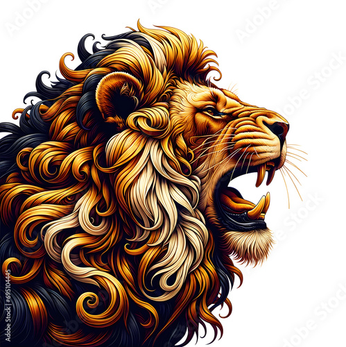 Portrait de Lion - style psychédélique - PNG Fond transparent - Détouré photo
