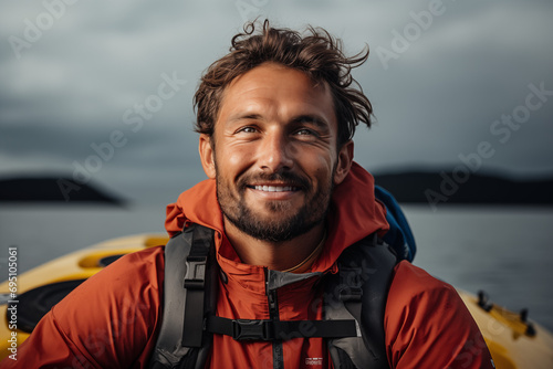 Happy Man Wearing Kayaking Gear © imagemir