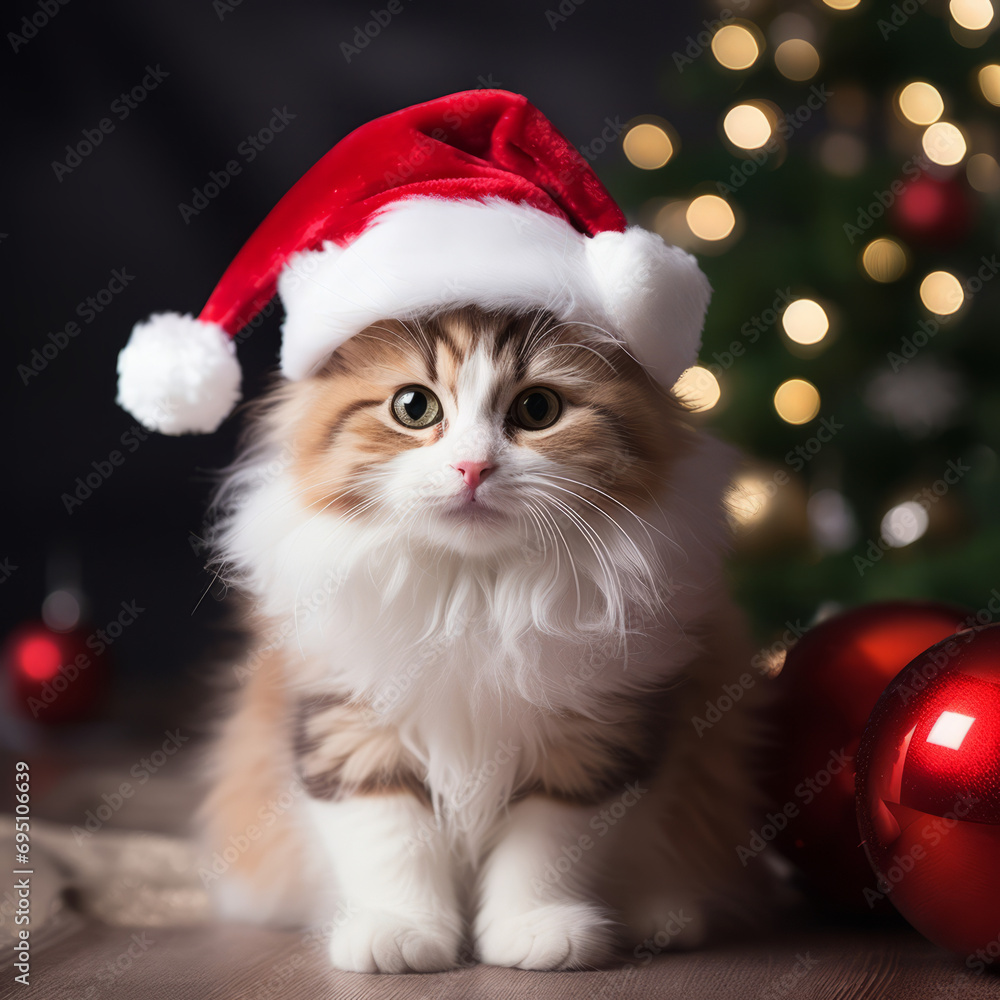 cat in santa claus hat cat in santa claus hat