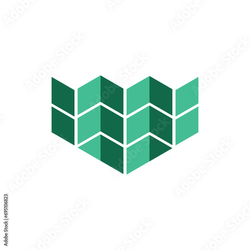 3D BLOCK ARRANGEMENT ICON LOGO VECTOR
