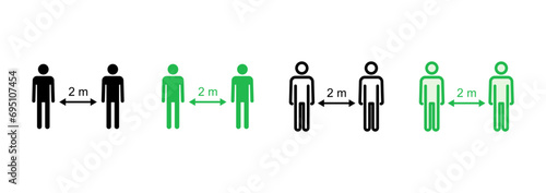 Social distance icon set. social distancing icon. self quarantine sign