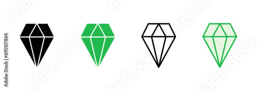 Diamond icon set. diamond gems vector icon.