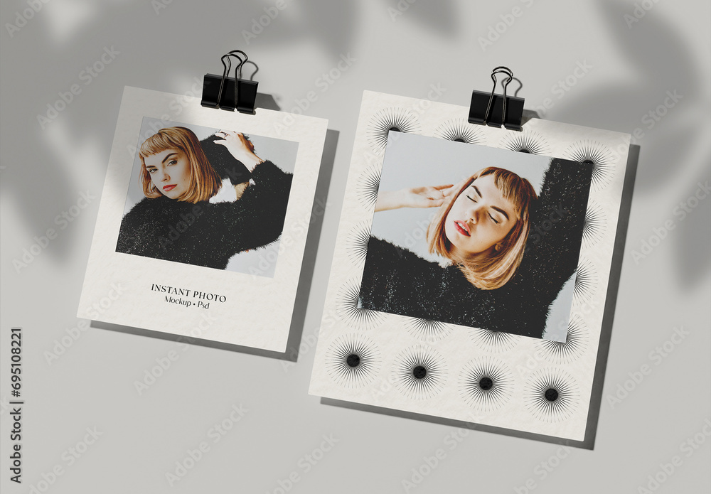 2 Objects Image Two Instant Photos Mockup Stock Template | Adobe Stock