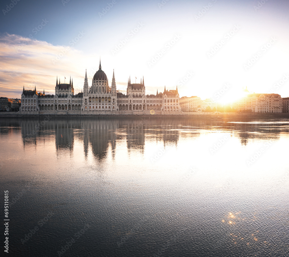 Hungarian Parliament in a fantastic sunset, Budapest, Hungary