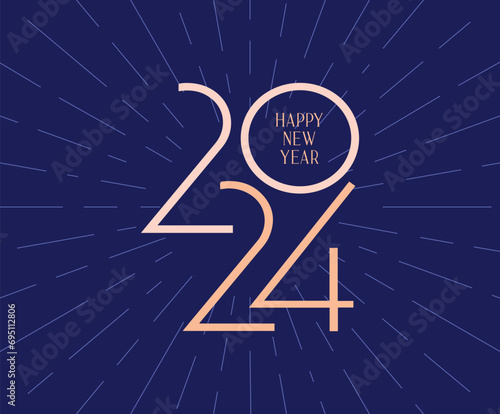 2024 happy new year art illustration vector modern typography graphics holiday minimalist