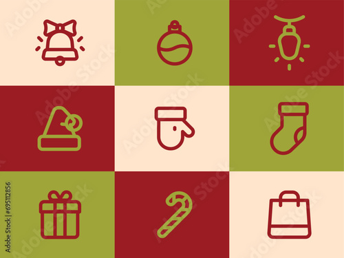 Merry Christmas graphic icons modern minimal illustrations creative holidays 