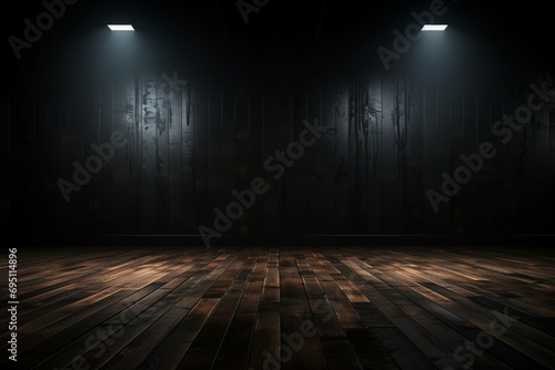 Spooky scene Mysterious Halloween atmosphere with chilling wooden planks backdrop © Muhammad Shoaib