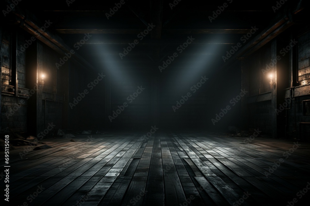 Spooky scene Mysterious Halloween atmosphere with chilling wooden planks backdrop