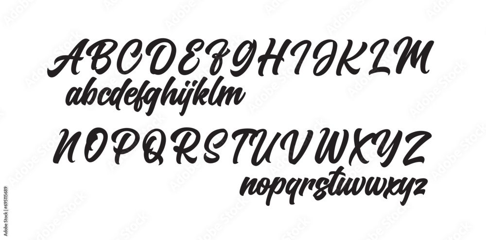 Vector Hand Drawn Alphabet. Brush Paint Letters. Decorative script typography.	