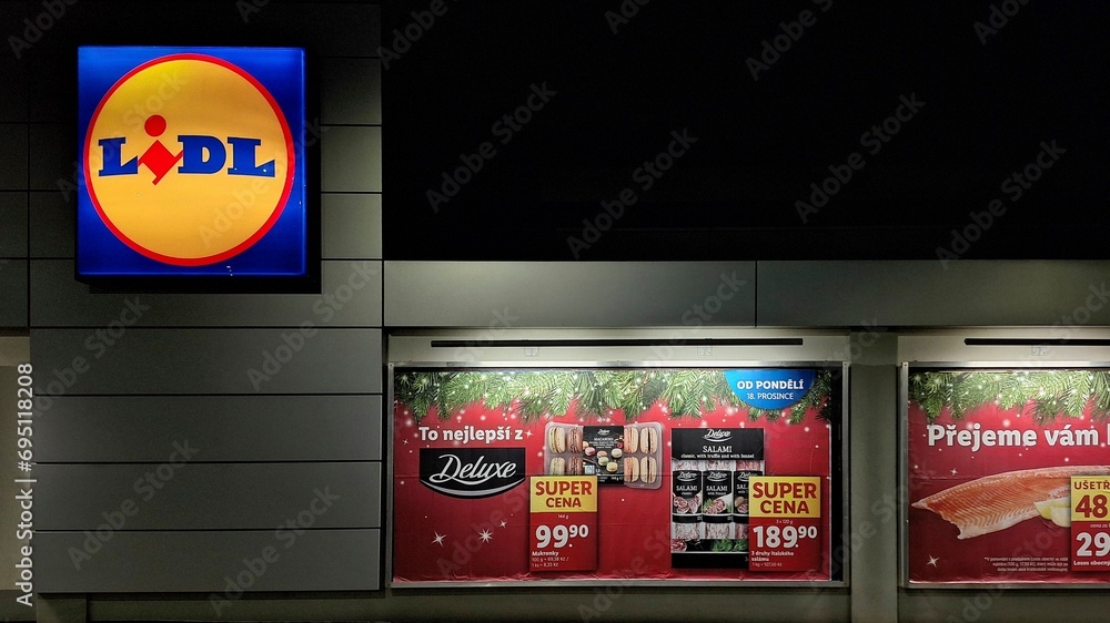 LIDL logo on hypermarket from German chain, part of Schwartz Gruppe