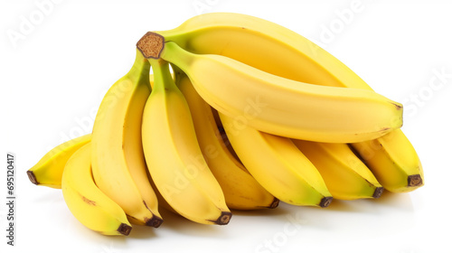 bananas isolated on the white background. banana cluster isolated. generative ai