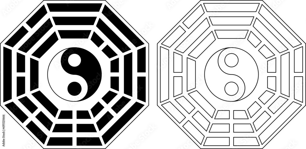 Φωτογραφία outline silhouette bagua symbol icon set