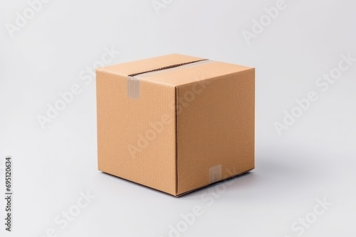 Blank cardboard box, craft paper package isolated on white background. Generative AI