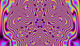 Vibrant kaleidoscopic geometric hypnotic background in neon psychedelic acidic hues.