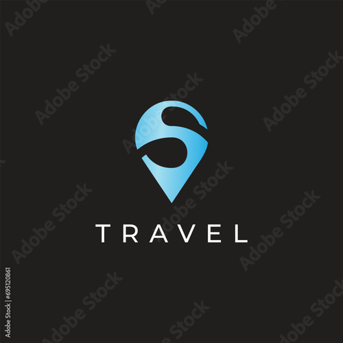 letter S pin travel logo design