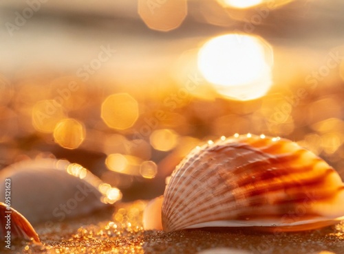 Seashells background, macro photography