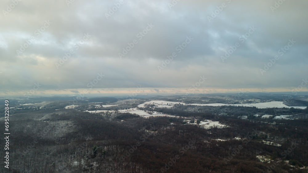 Aerial of Poconos mountain with snow Aerial of Poconos mountain with snow