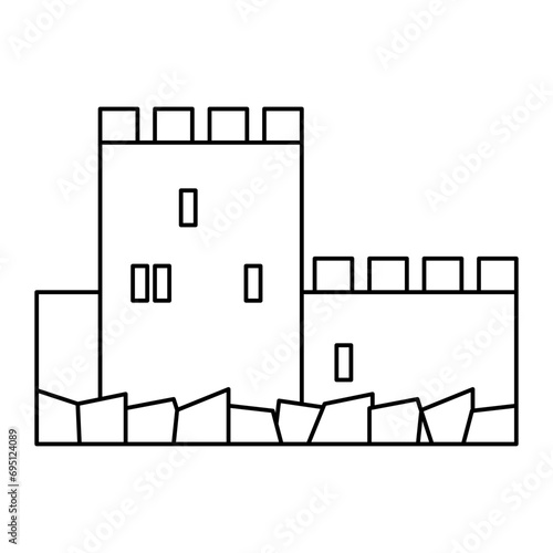 Buildings and civilization icon design with line style