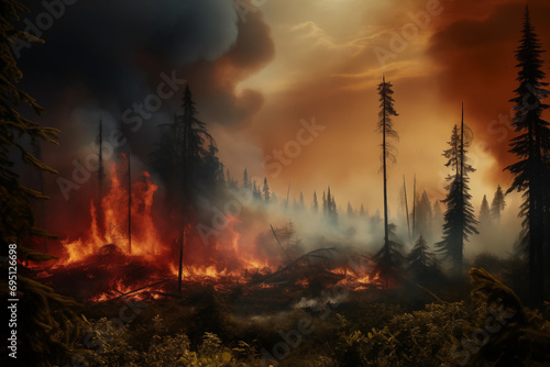 Ecological crisis  wildfires ravaging the earth  serious social issues