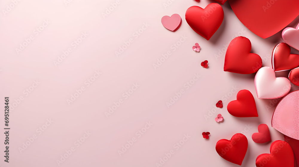 Valentine hearts background. Copy space.